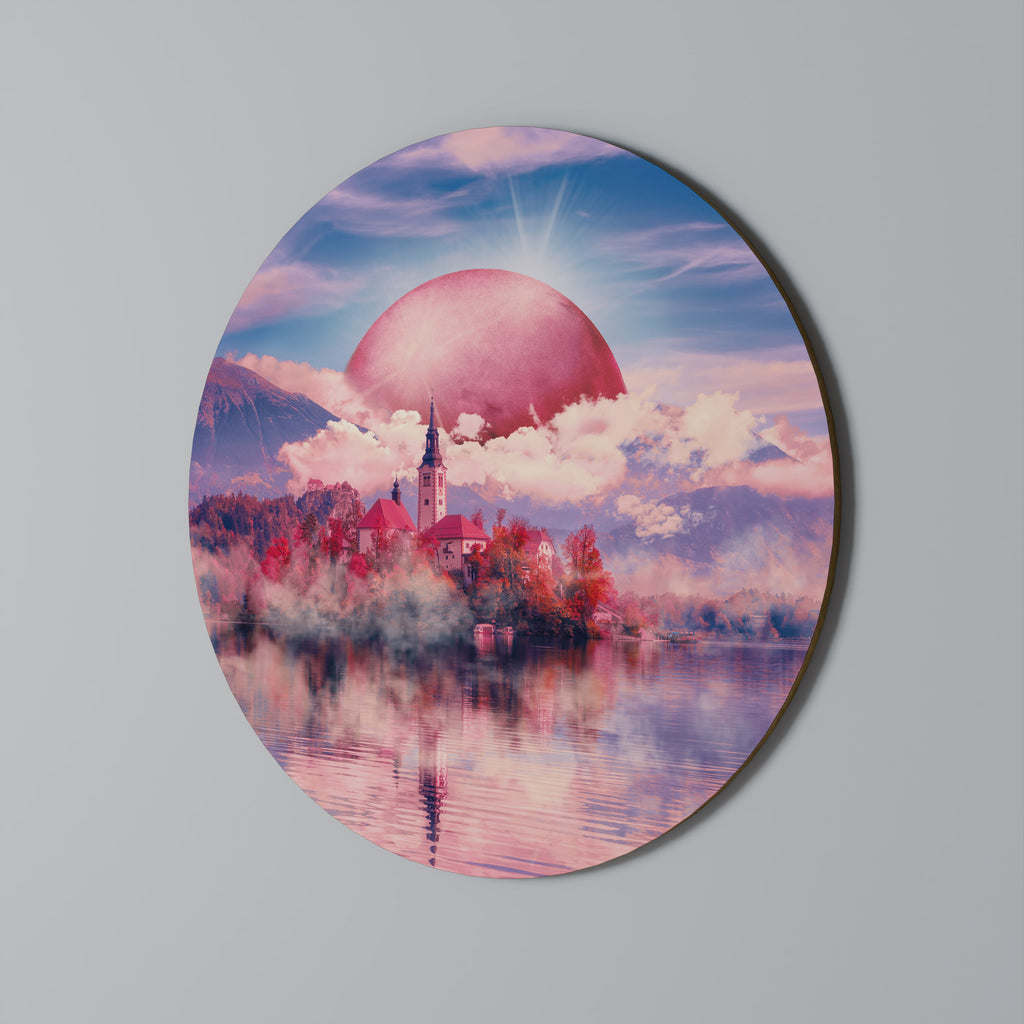 MARS OVER THE BLED LAKE Round Wall Art