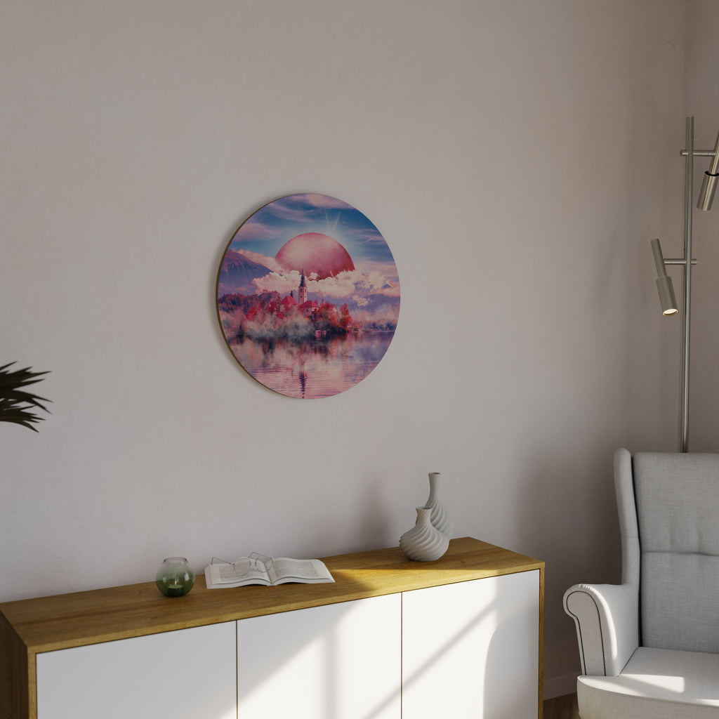 MARS OVER THE BLED LAKE Round Wall Art