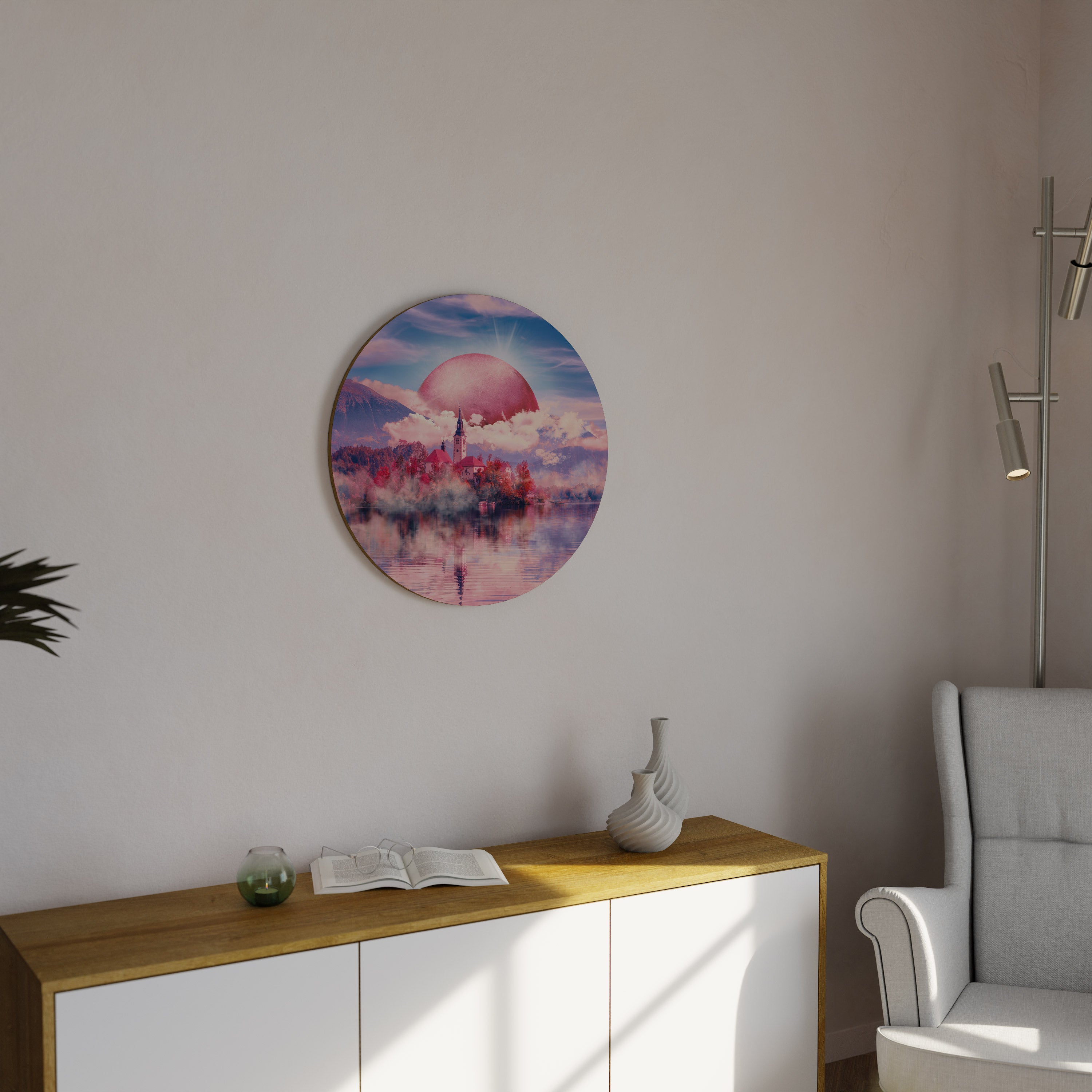 MARS OVER THE BLED LAKE Round Wall Art