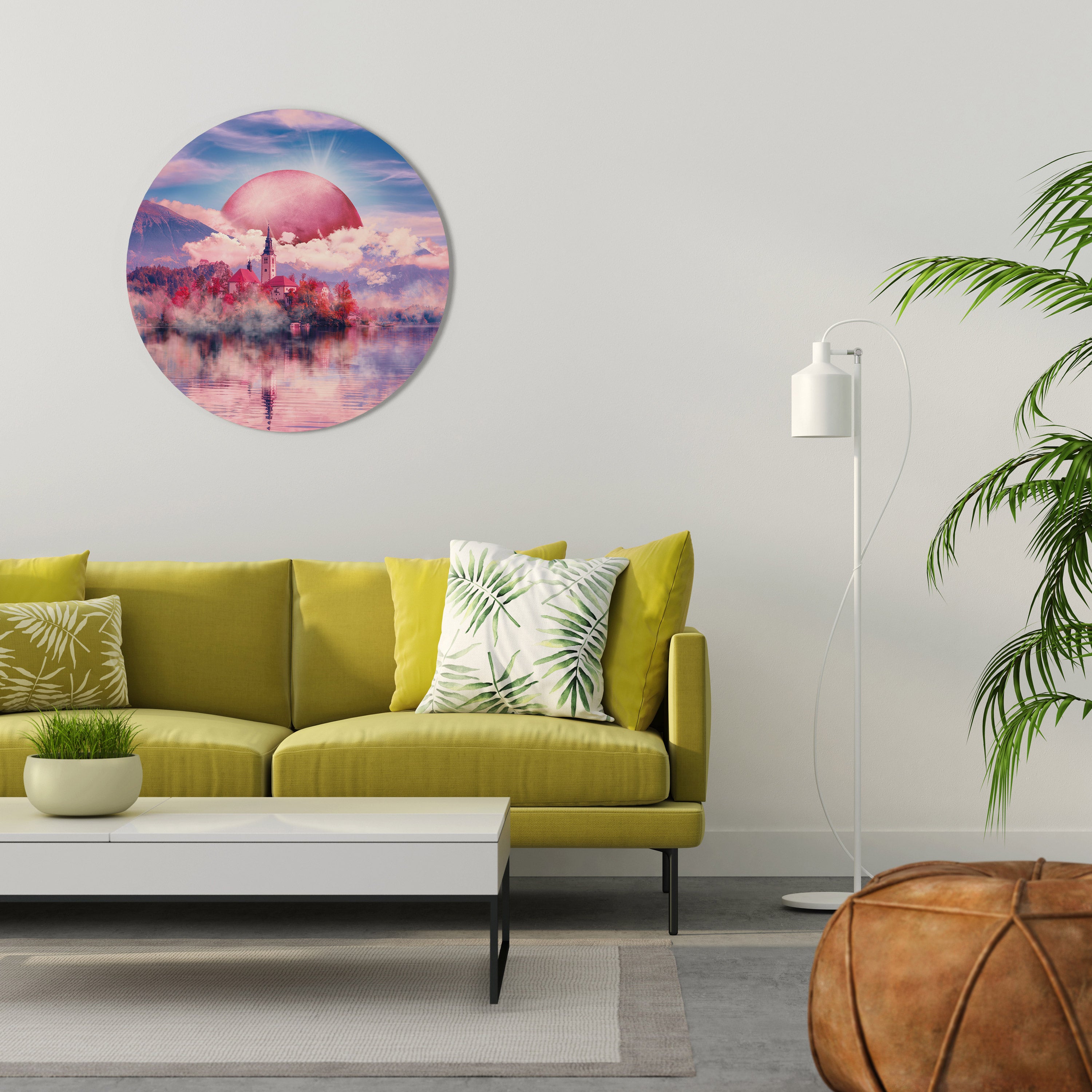 MARS OVER THE BLED LAKE Round Wall Art