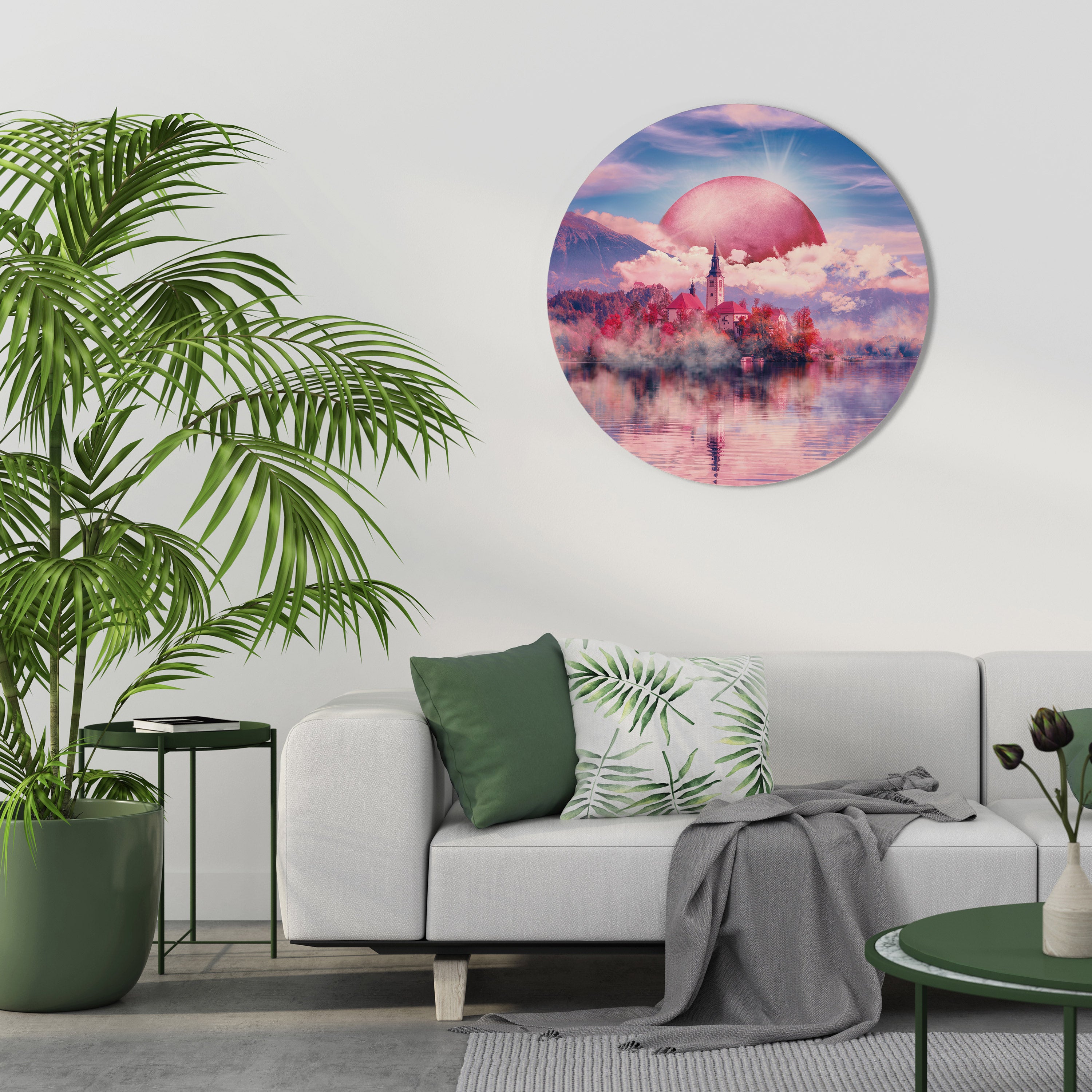 MARS OVER THE BLED LAKE Round Wall Art