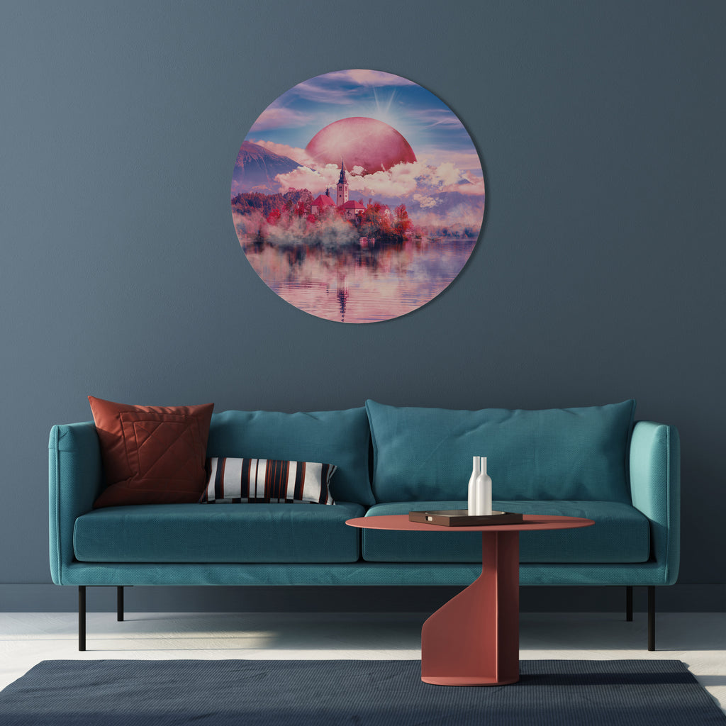 MARS OVER THE BLED LAKE Round Wall Art