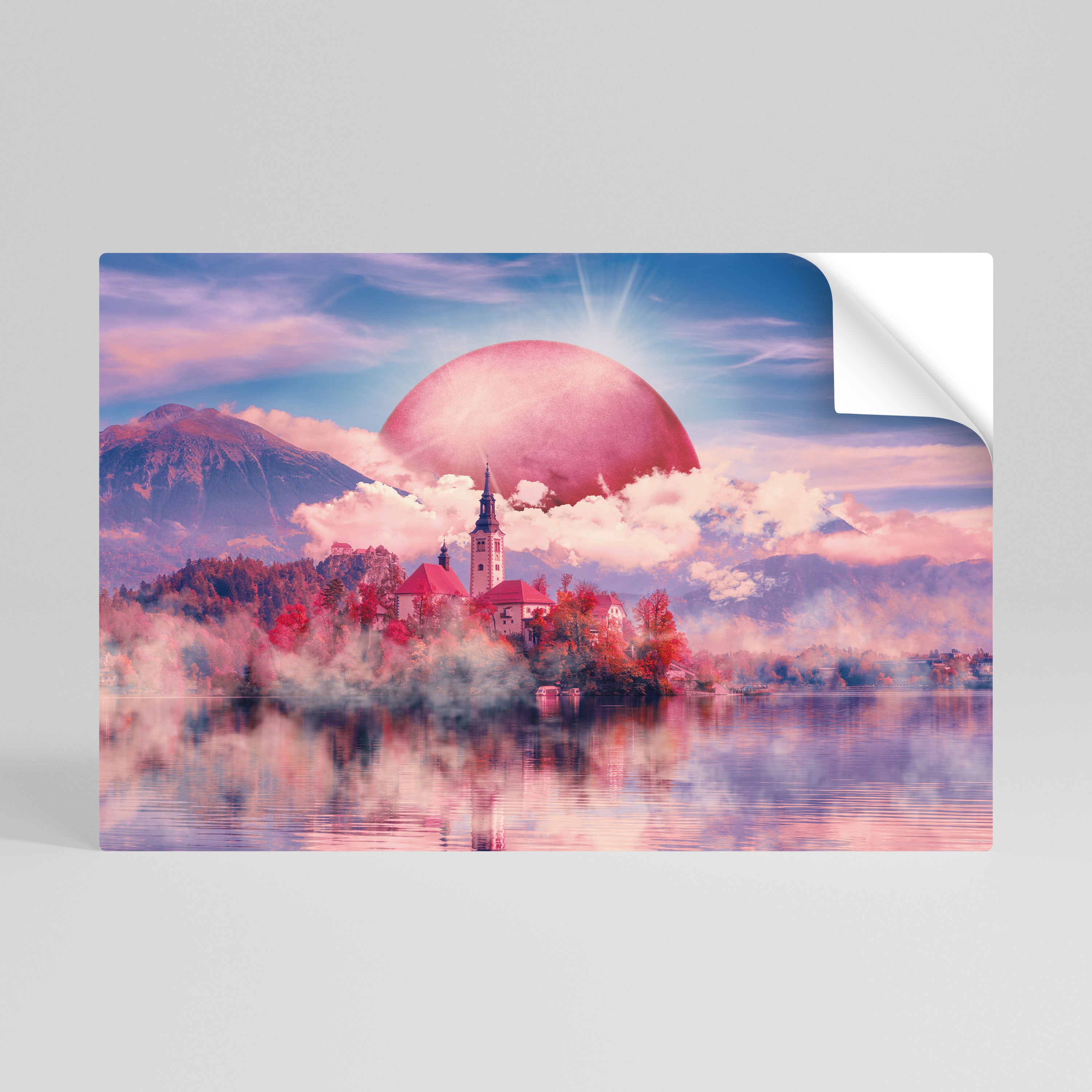 Póster horizontal autoadhesivo MARTE SOBRE EL LAGO BLED