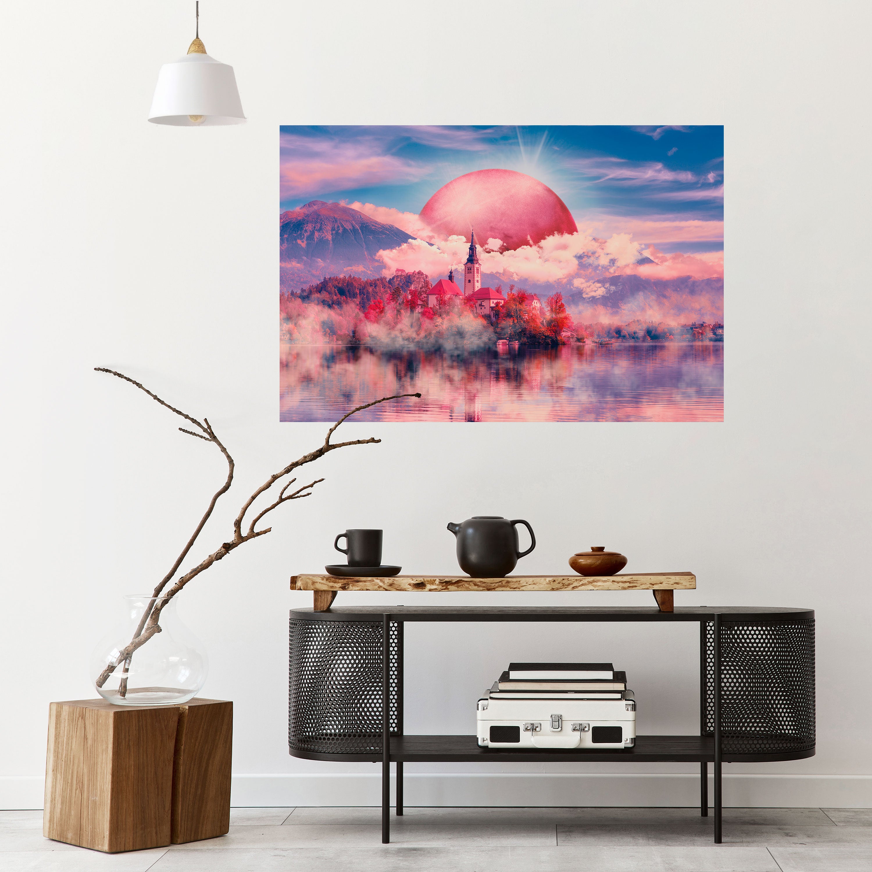 Póster horizontal autoadhesivo MARTE SOBRE EL LAGO BLED