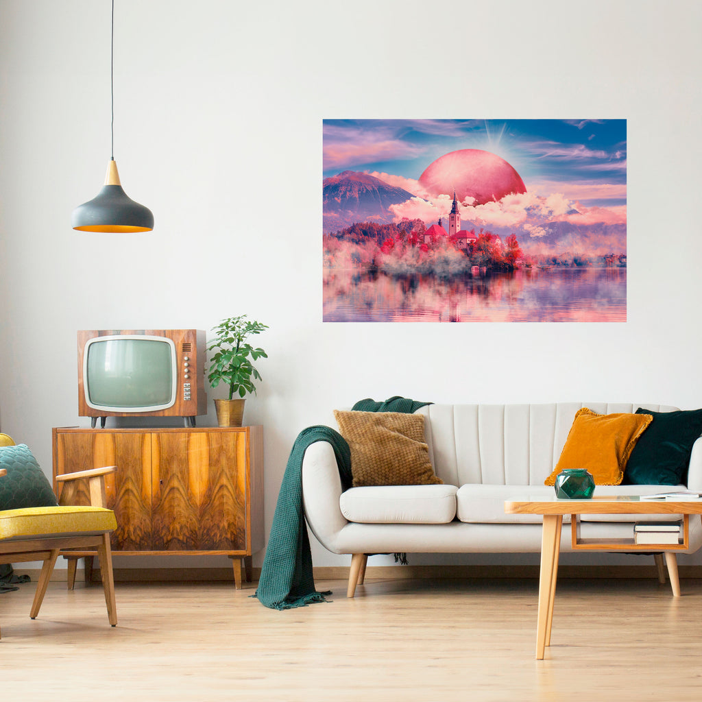 Póster horizontal autoadhesivo MARTE SOBRE EL LAGO BLED