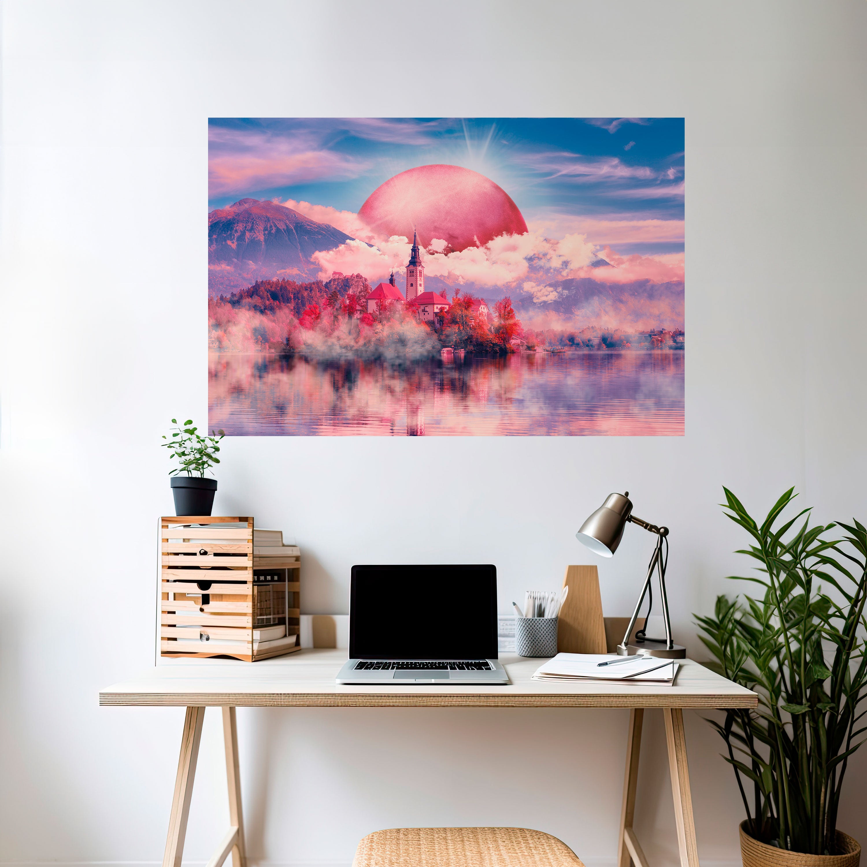 Póster horizontal autoadhesivo MARTE SOBRE EL LAGO BLED