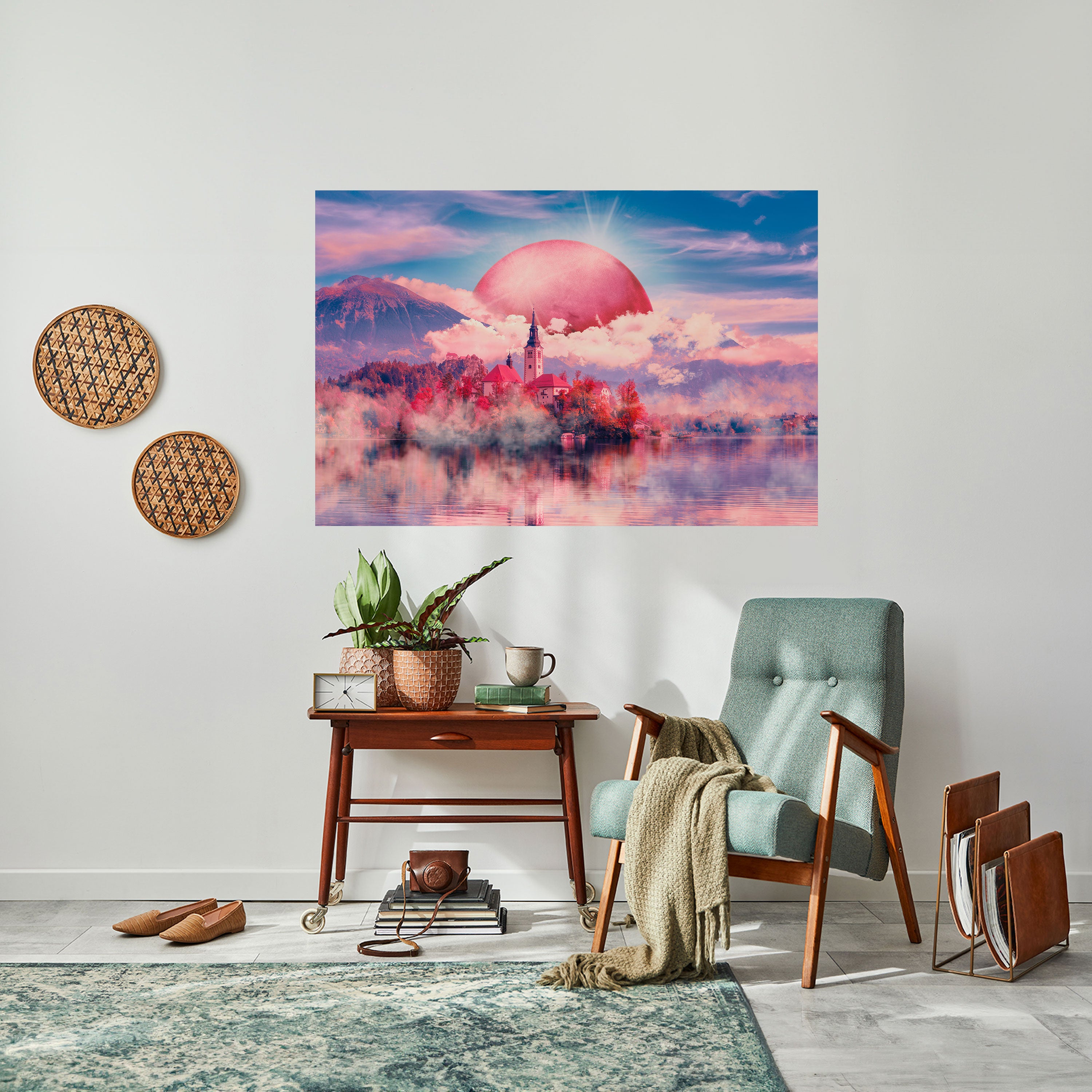 Póster horizontal autoadhesivo MARTE SOBRE EL LAGO BLED