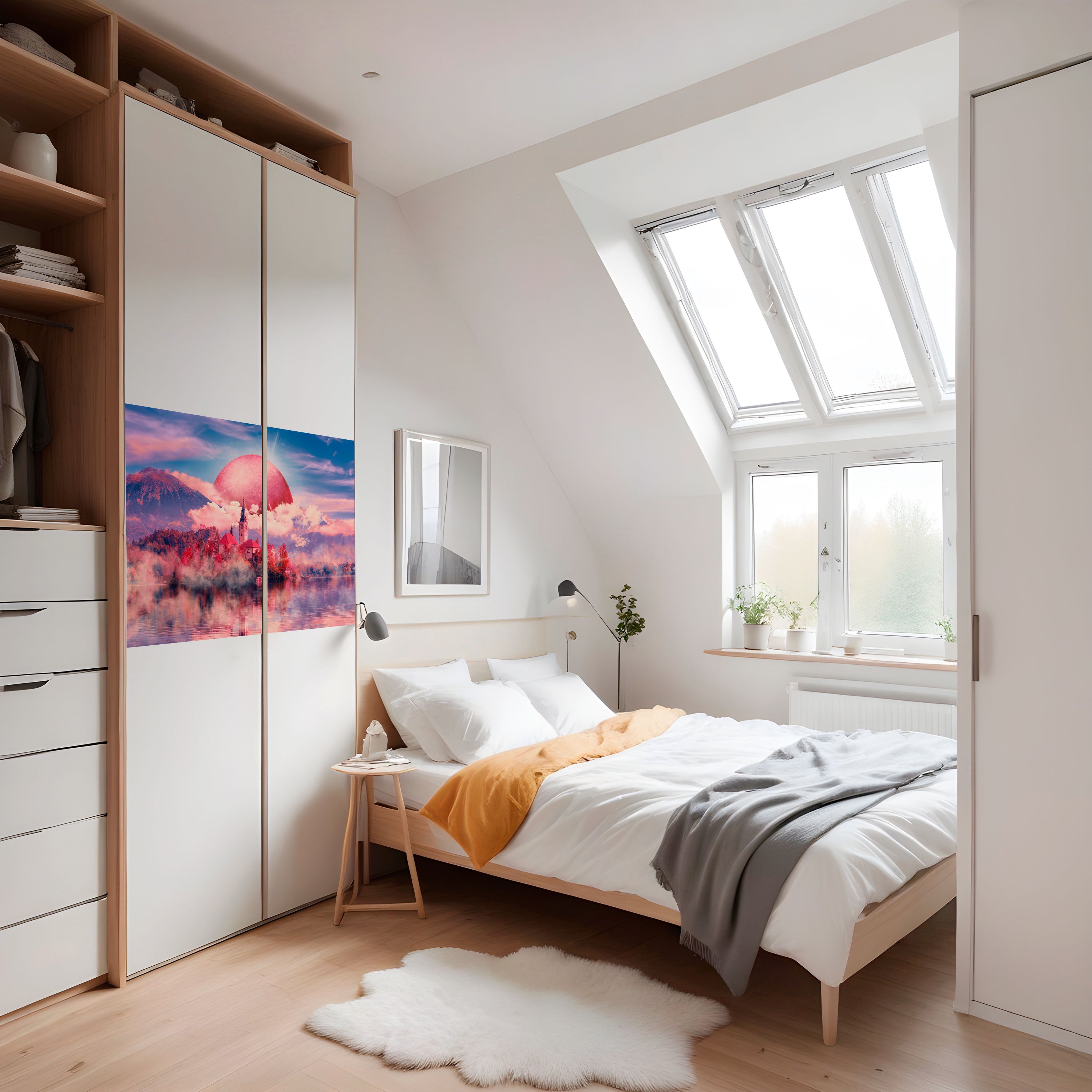 Póster horizontal autoadhesivo MARTE SOBRE EL LAGO BLED