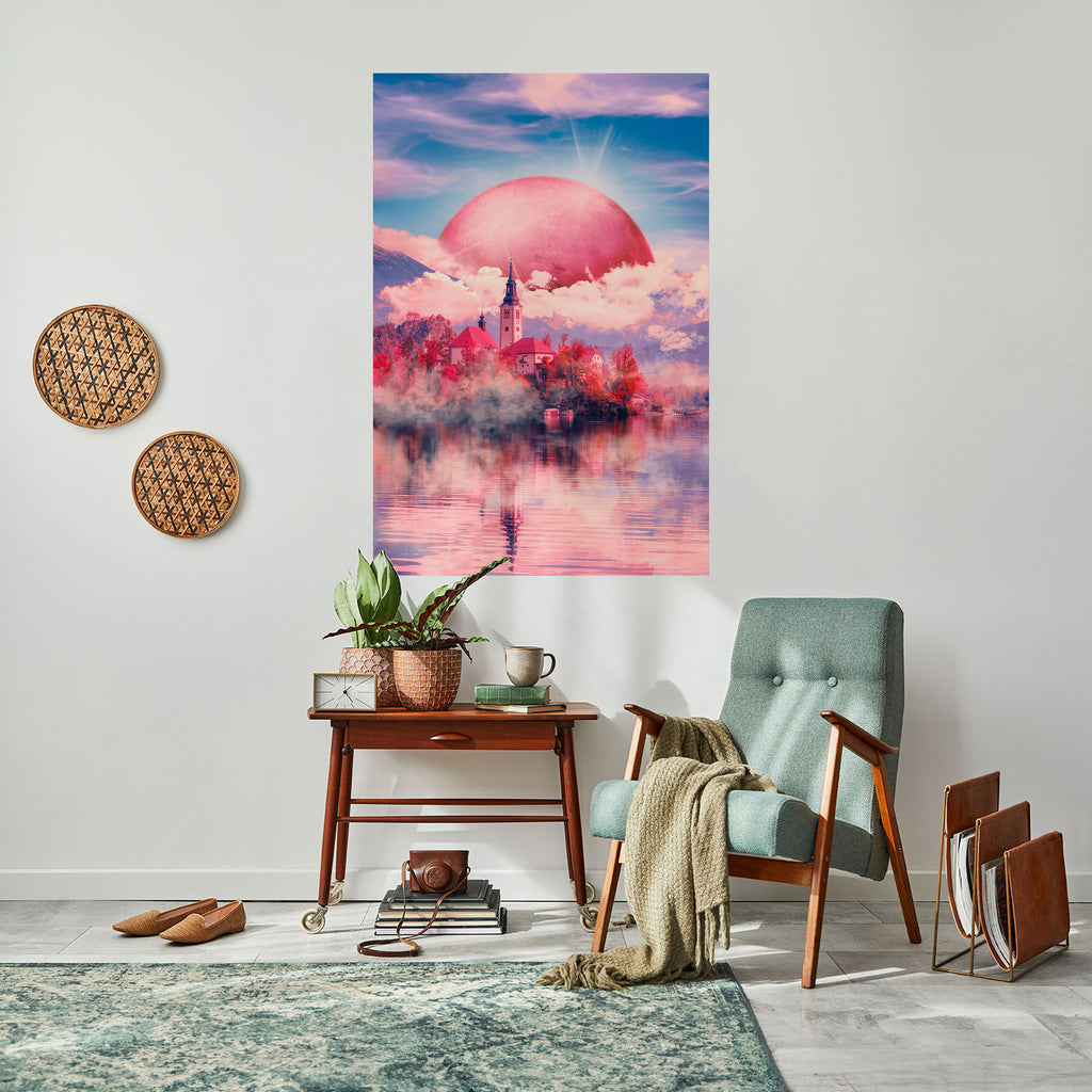 MARS OVER THE BLED LAKE Peel and Stick Vertical Poster