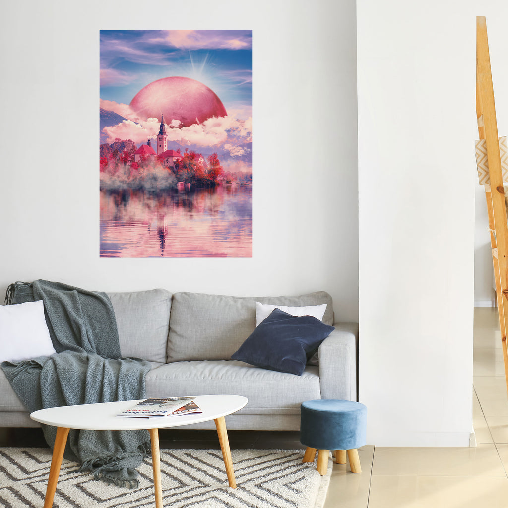 MARS OVER THE BLED LAKE Peel and Stick Vertical Poster