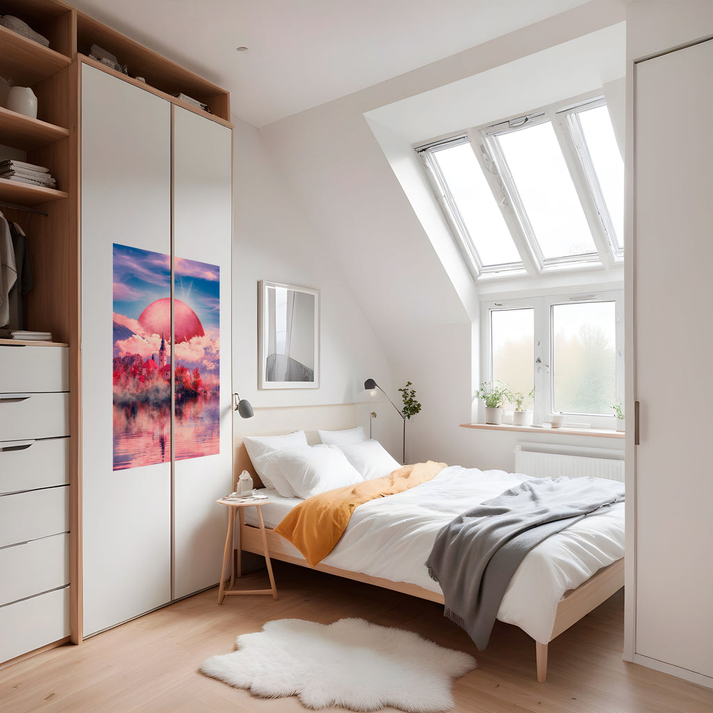 MARS OVER THE BLED LAKE Peel and Stick Vertical Poster