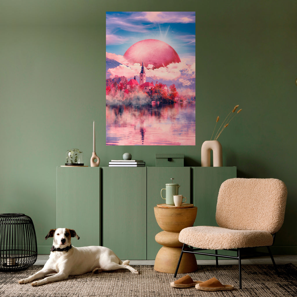 MARS OVER THE BLED LAKE Peel and Stick Vertical Poster