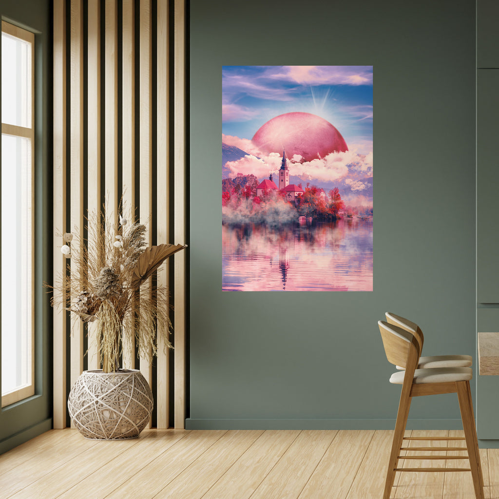 MARS OVER THE BLED LAKE Peel and Stick Vertical Poster