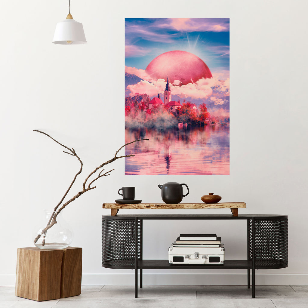 MARS OVER THE BLED LAKE Peel and Stick Vertical Poster