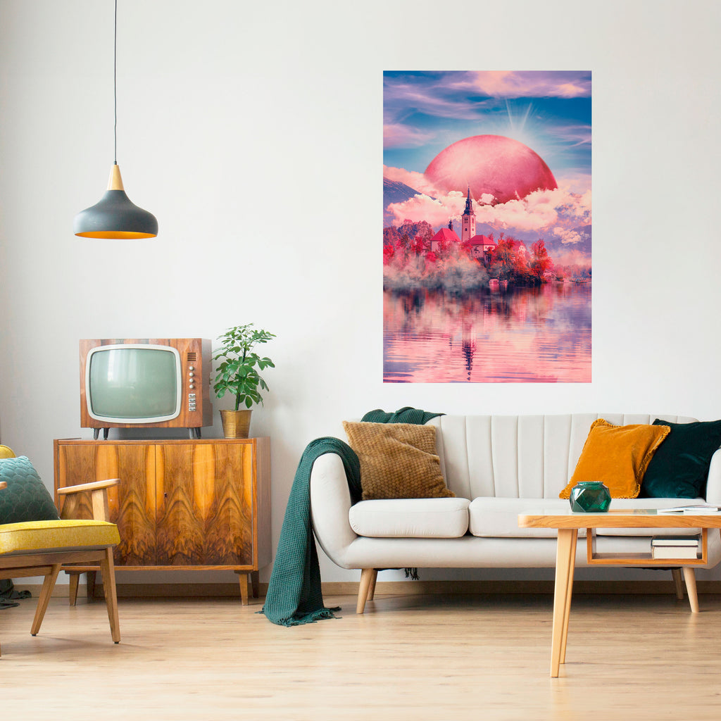 MARS OVER THE BLED LAKE Peel and Stick Vertical Poster