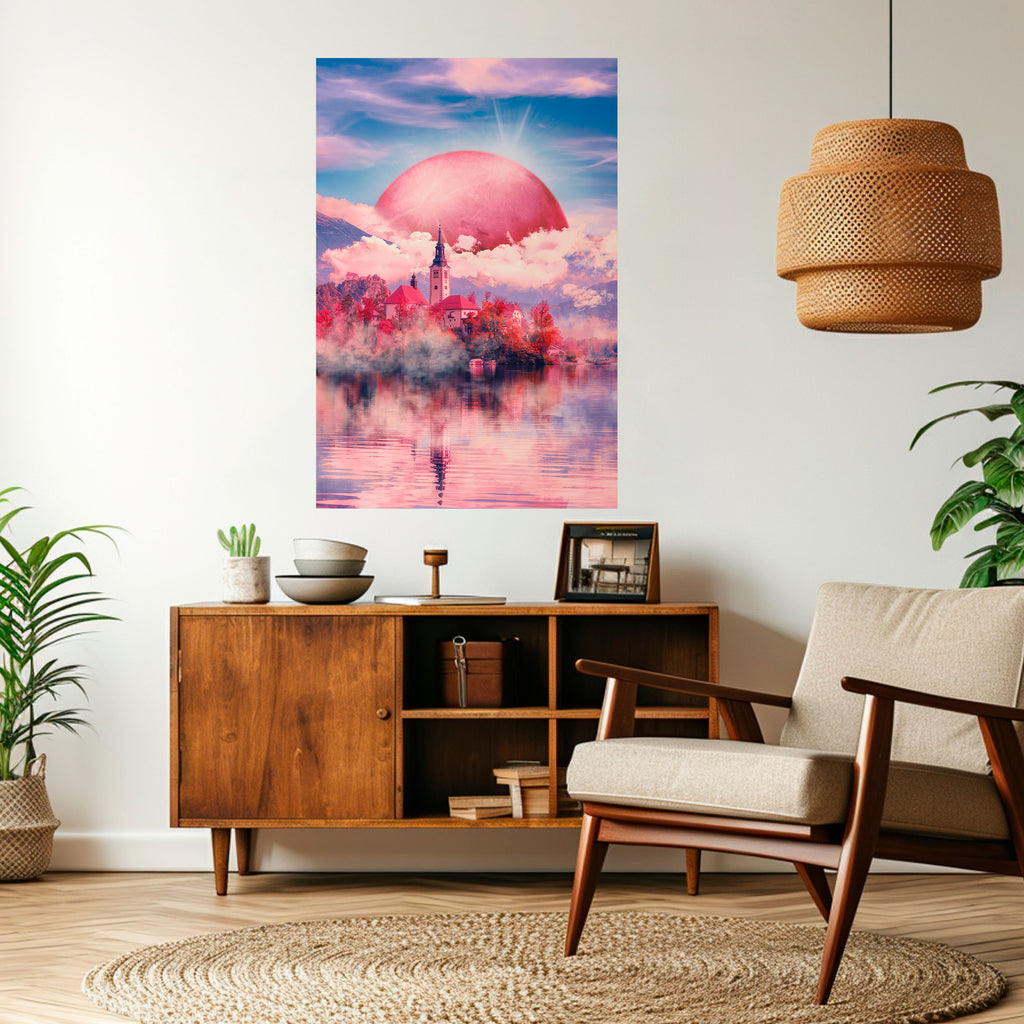 MARS OVER THE BLED LAKE Peel and Stick Vertical Poster