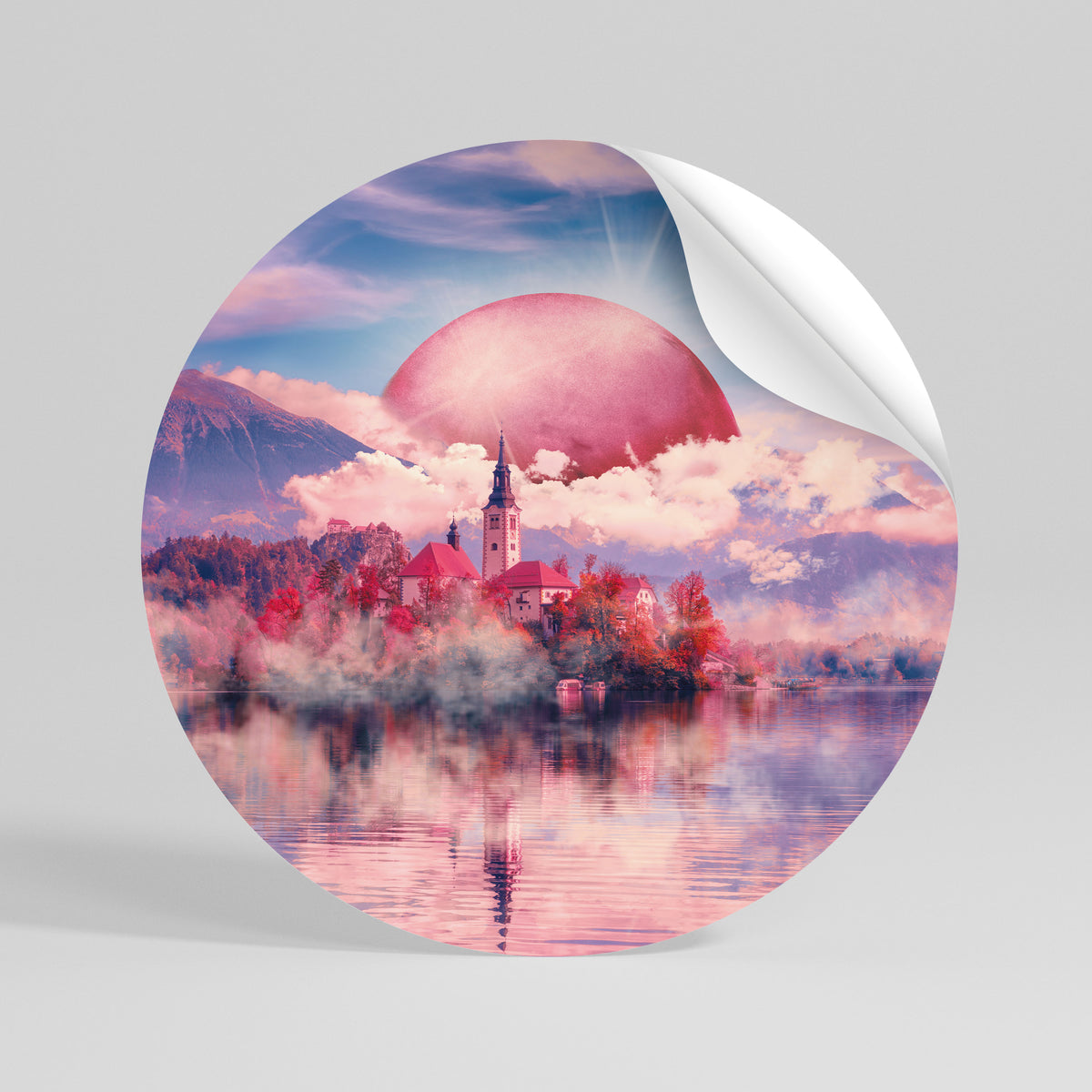 MARS OVER THE BLED LAKE Vinilo adhesivo redondo