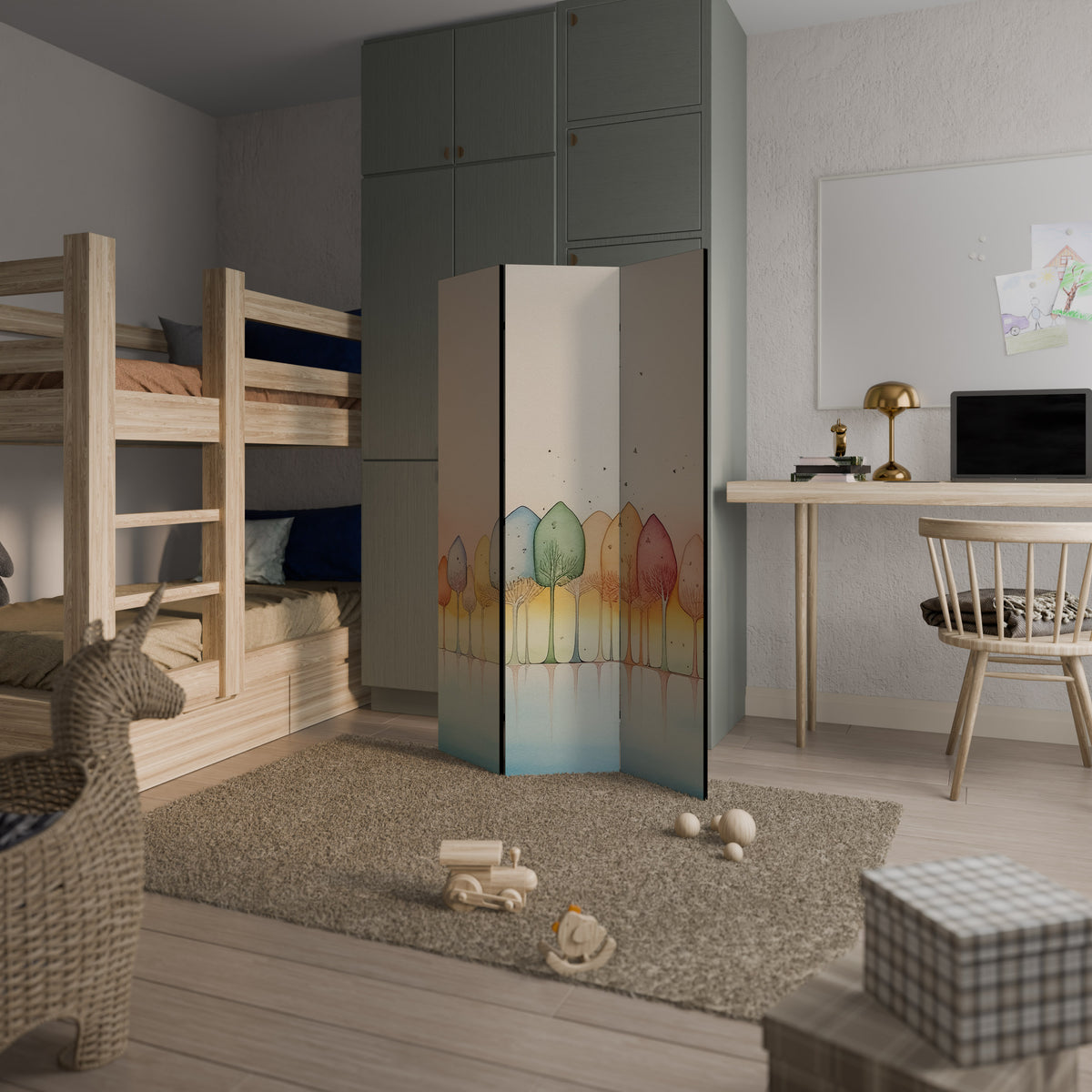 COLORFUL OASIS Biombo de 3 paneles