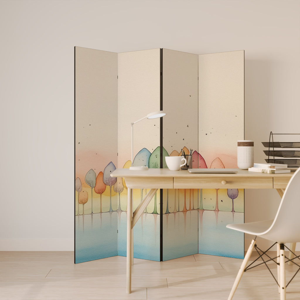 Biombo decorativo de 4 paneles OASIS COLORIDO