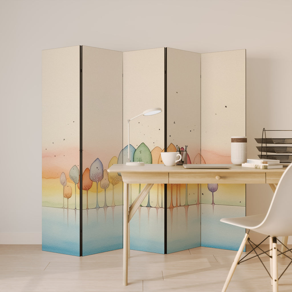 Biombo decorativo de 5 paneles OASIS COLORIDO