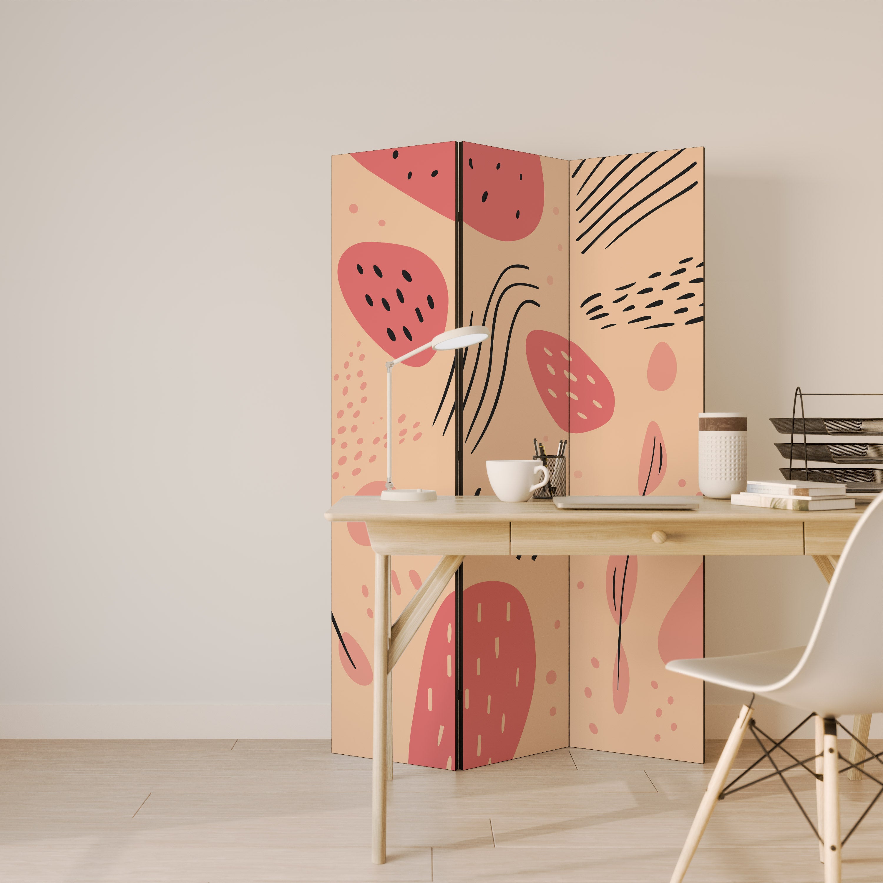 APRICOT FRENZY Decorative 3-Panel Room Divider