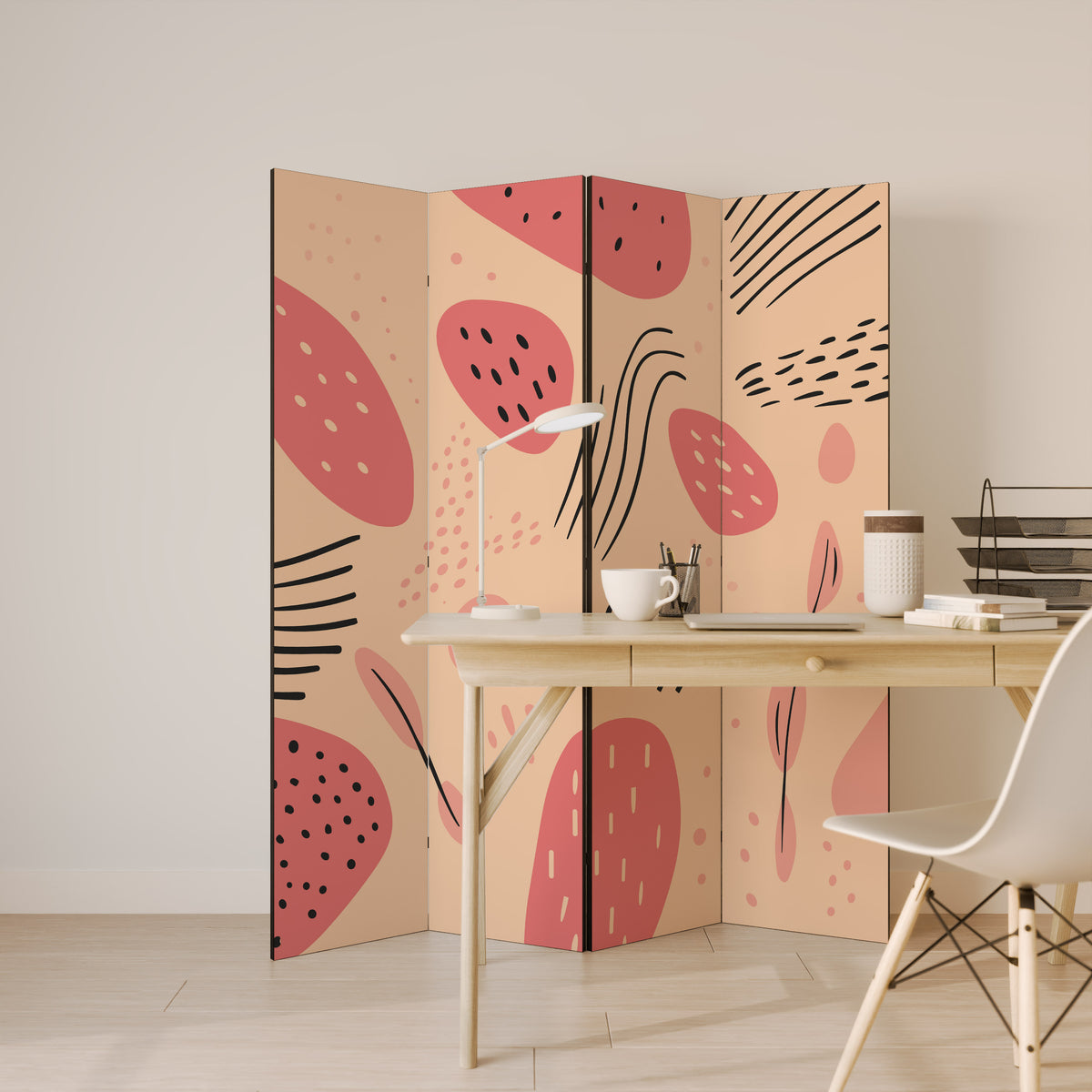 APRICOT FRENZY Biombo de 4 paneles