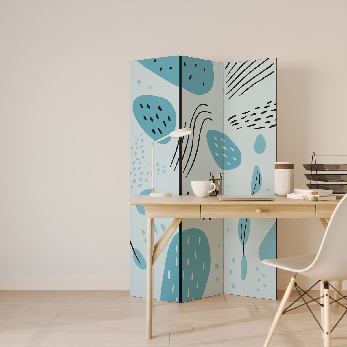 GREENISH FRENZY 3-Panel Room Divider