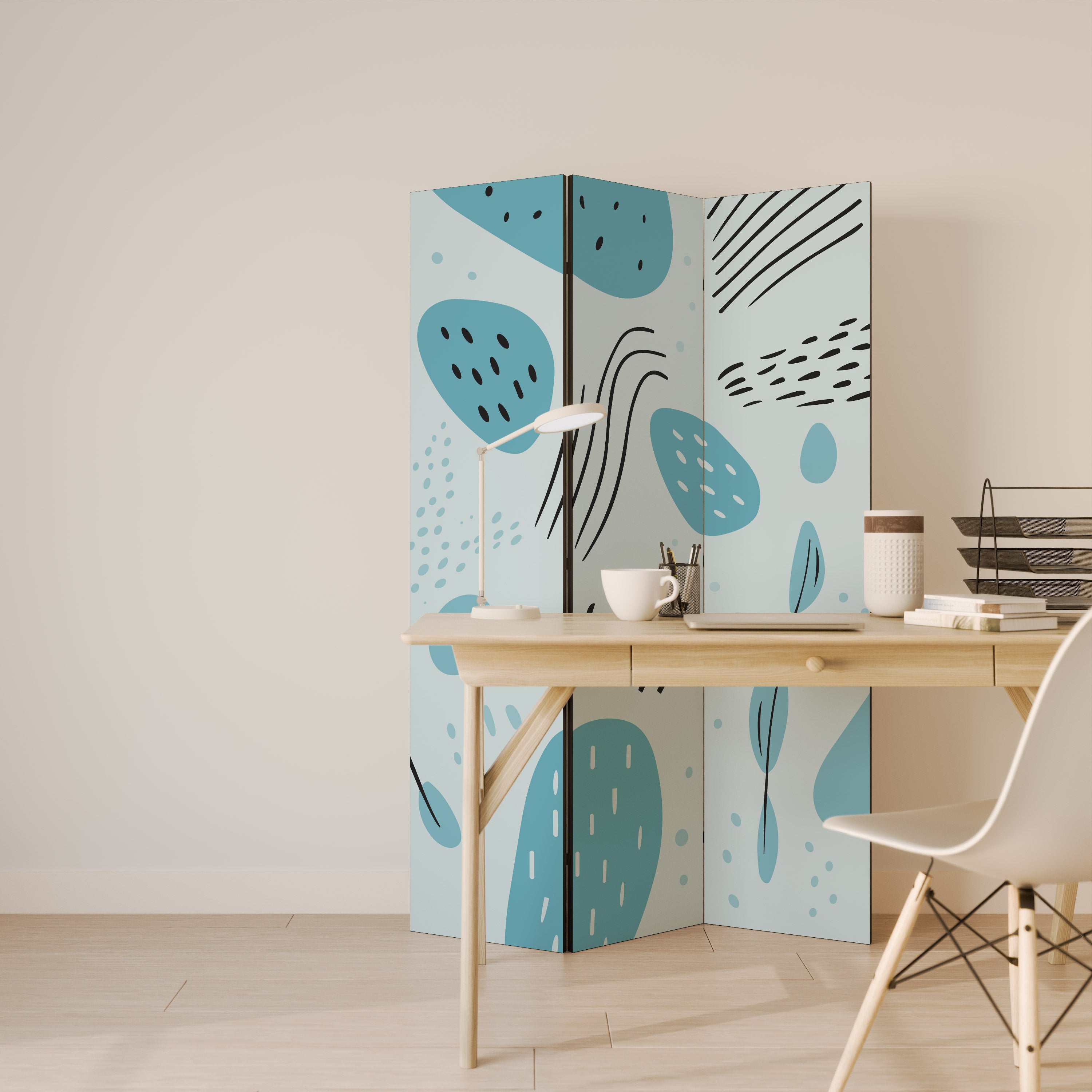GREENISH FRENZY Decorative 3-Panel Room Divider