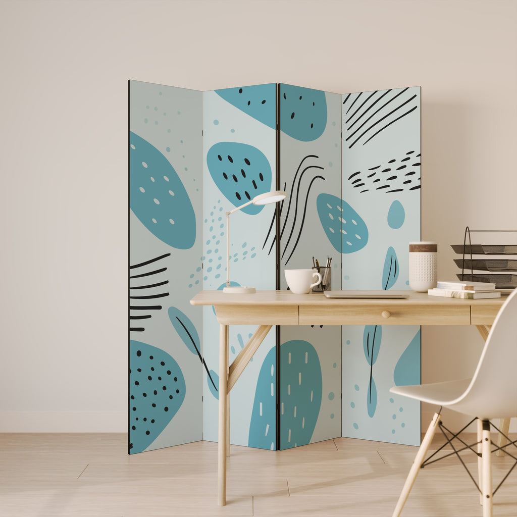 GREENISH FRENZY Decorative 4-Panel Room Divider