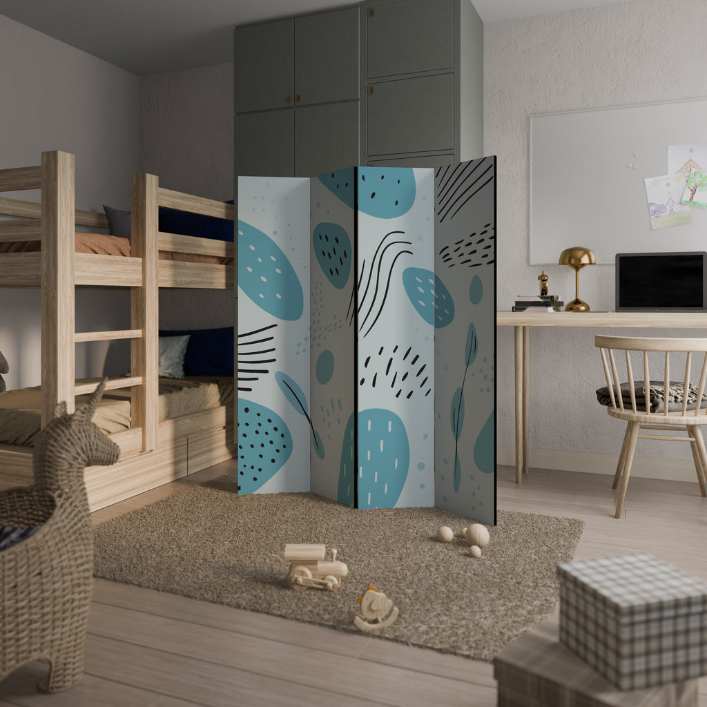 GREENISH FRENZY Decorative 4-Panel Room Divider