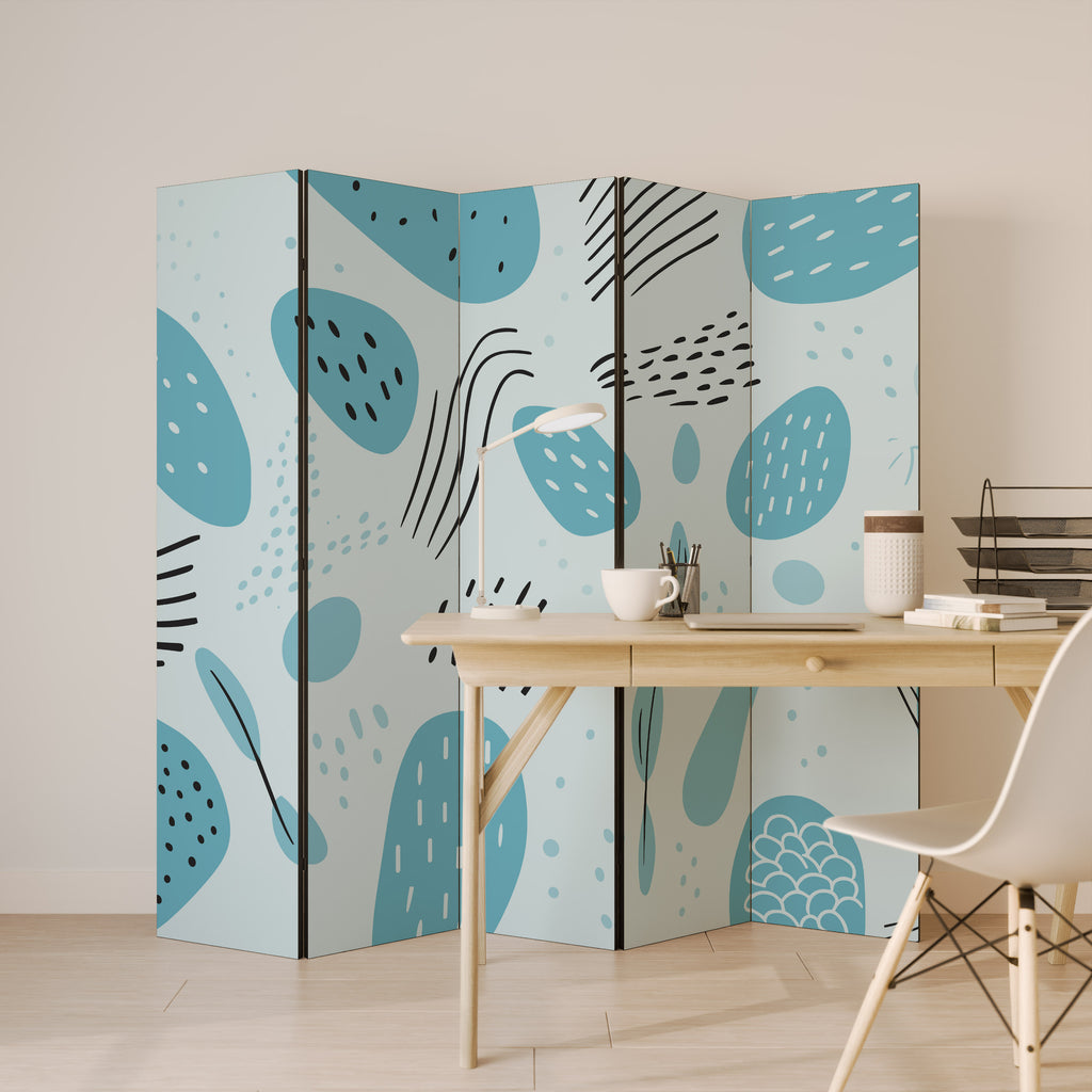 GREENISH FRENZY Decorative 5-Panel Room Divider