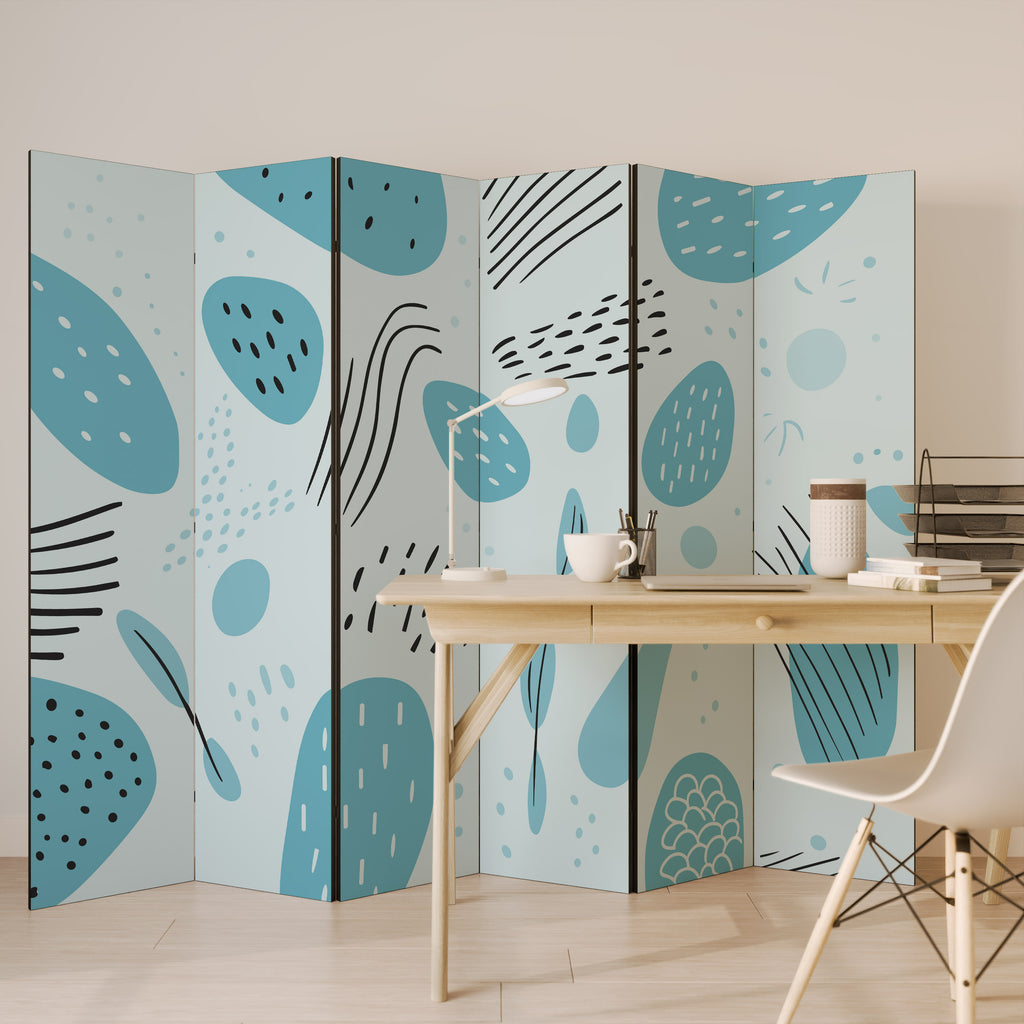 GREENISH FRENZY 6-Panel Room Divider