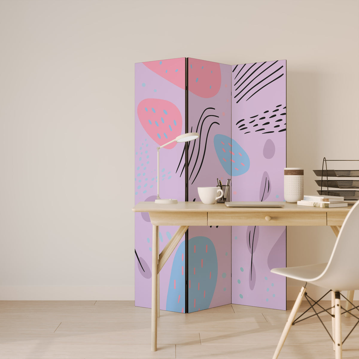 PINKY FRENZY 3-Panel Room Divider