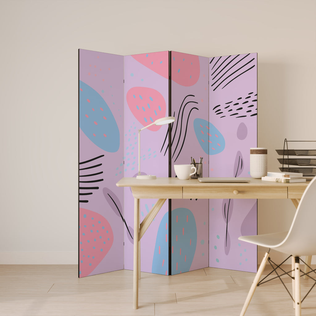 PINKY FRENZY Decorative 4-Panel Room Divider