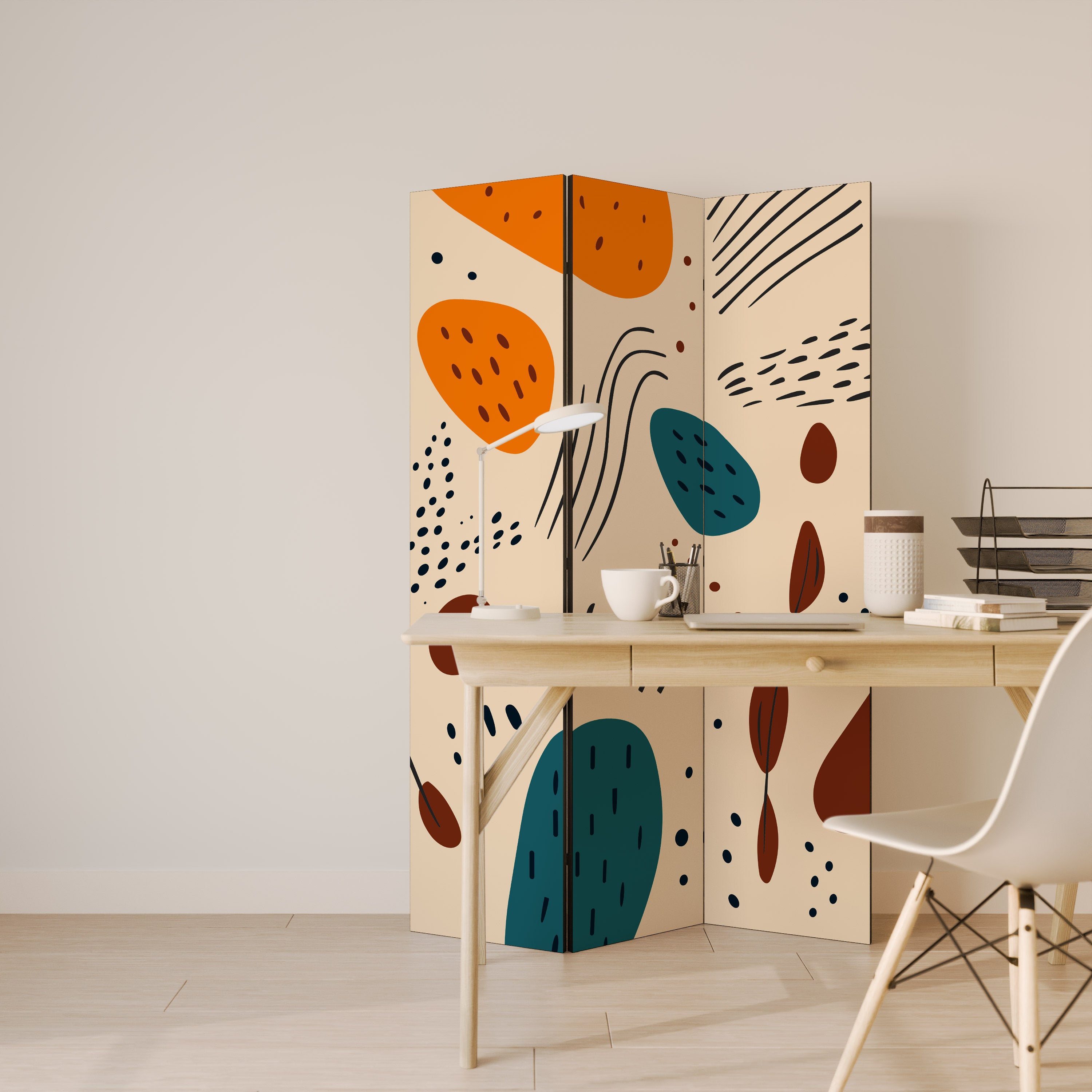 VIBRANT FRENZY Decorative 3-Panel Room Divider