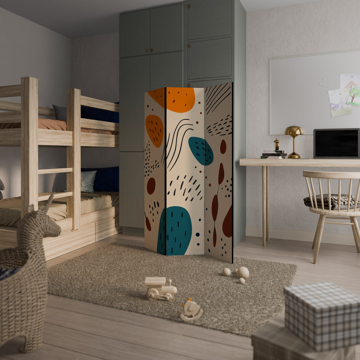 VIBRANT FRENZY Biombo de 3 paneles