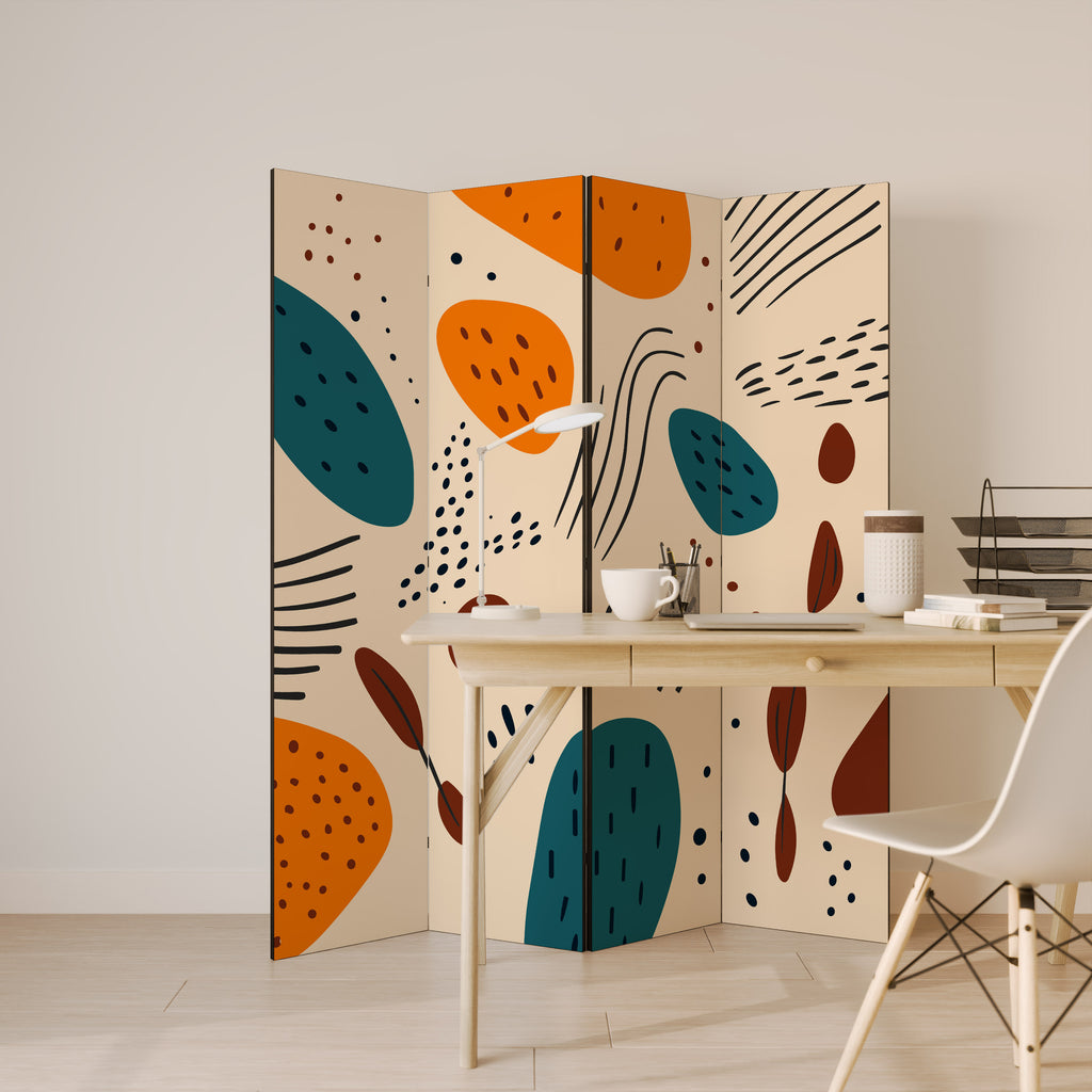 VIBRANT FRENZY Decorative 4-Panel Room Divider