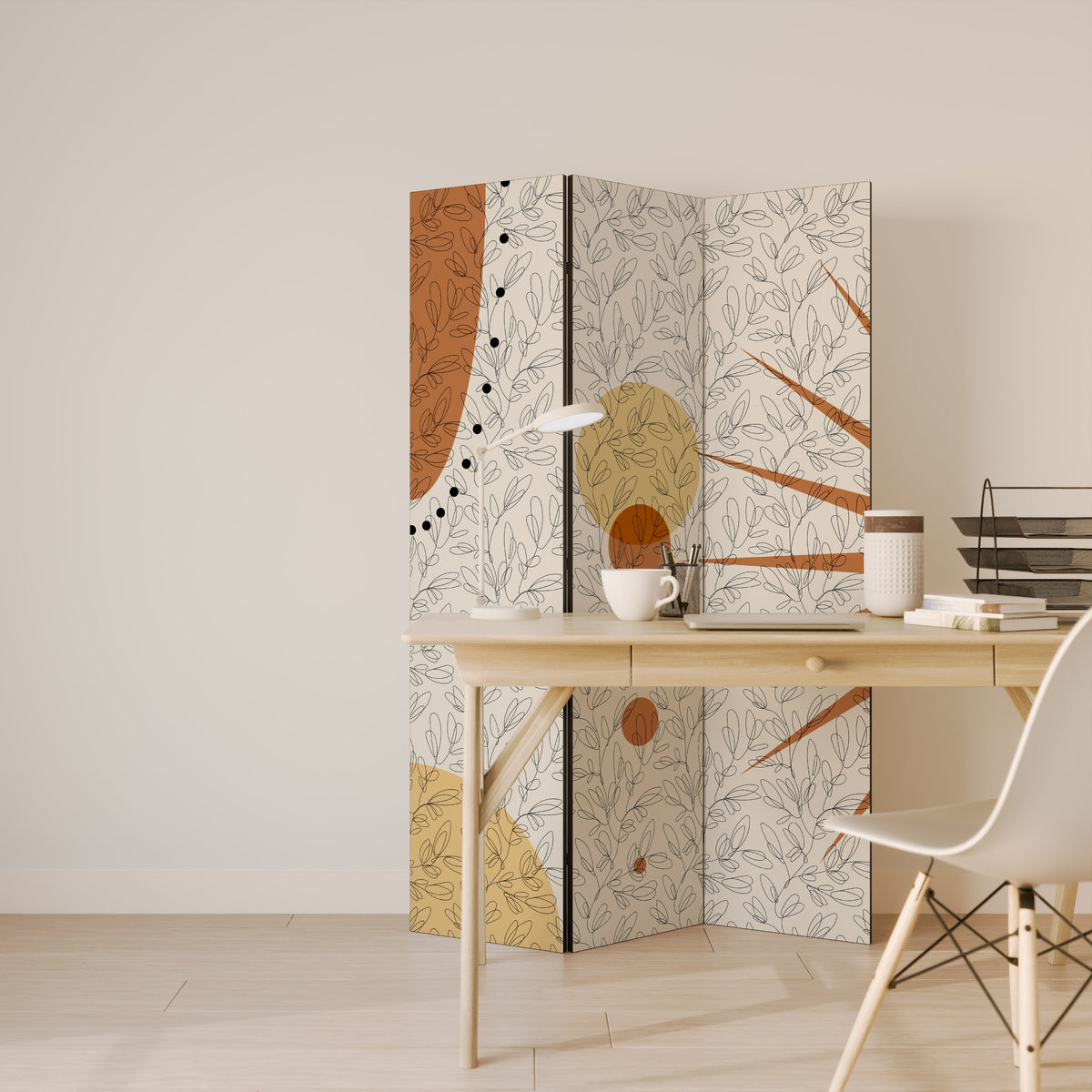 RAYS AND ROUNDELS Biombo de 3 paneles