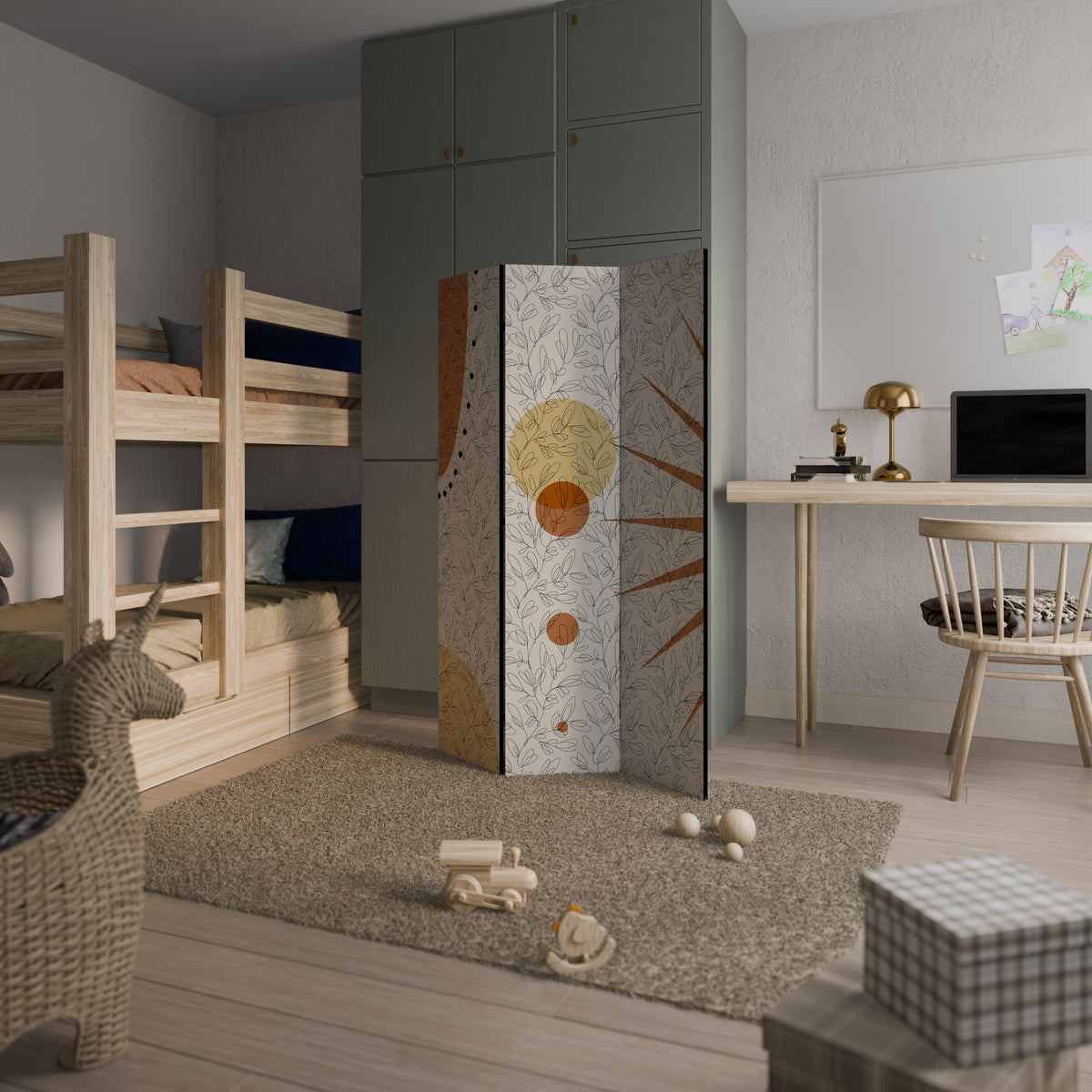 RAYS AND ROUNDELS Biombo de 3 paneles