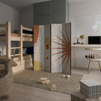 RAYS AND ROUNDELS Decorative 4-Panel Room Divider