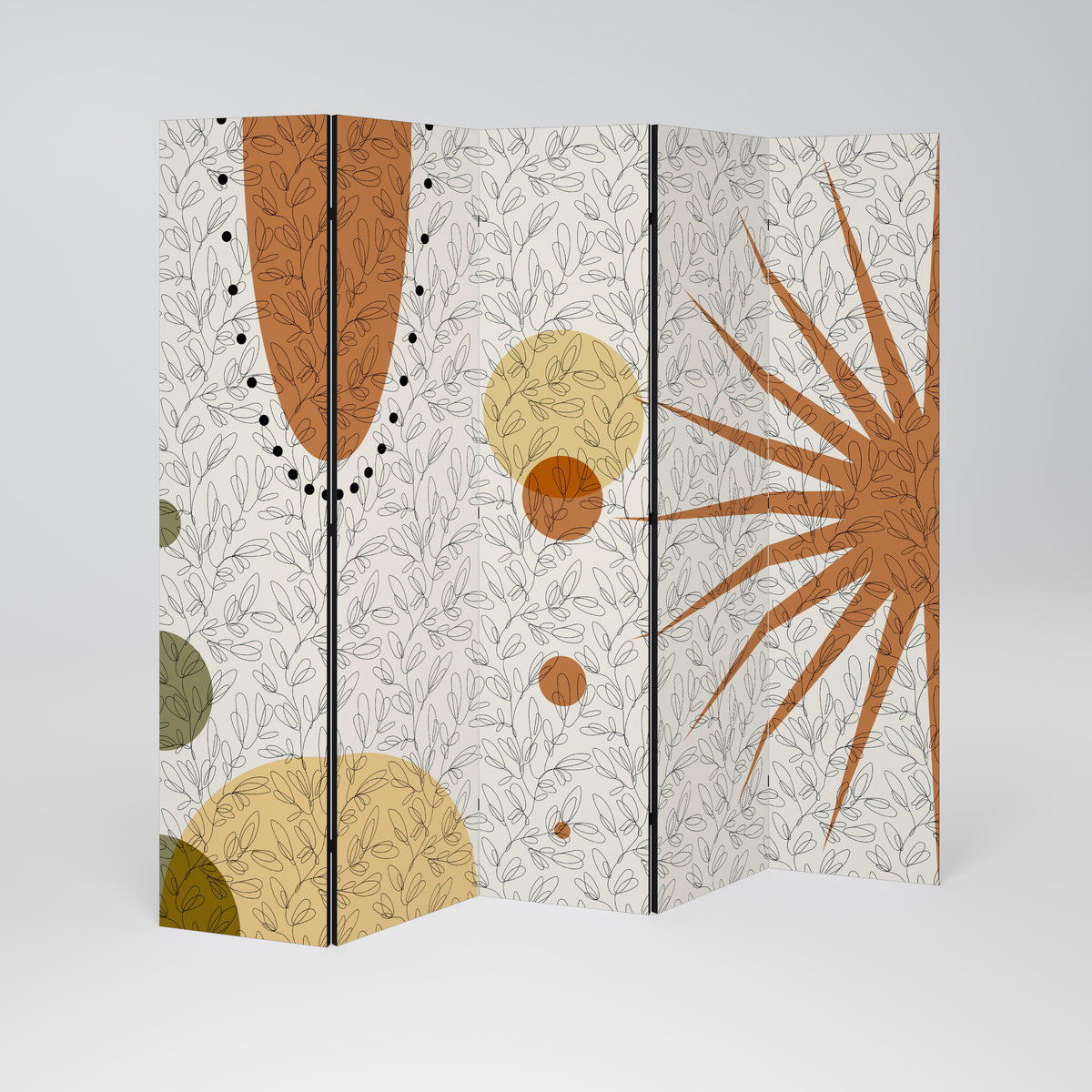 RAYS AND ROUNDELS Biombo de 5 paneles