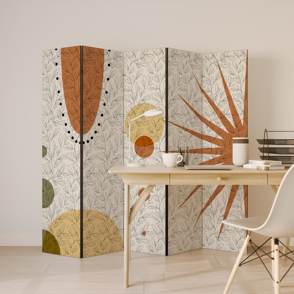 RAYS AND ROUNDELS Decorative 5-Panel Room Divider