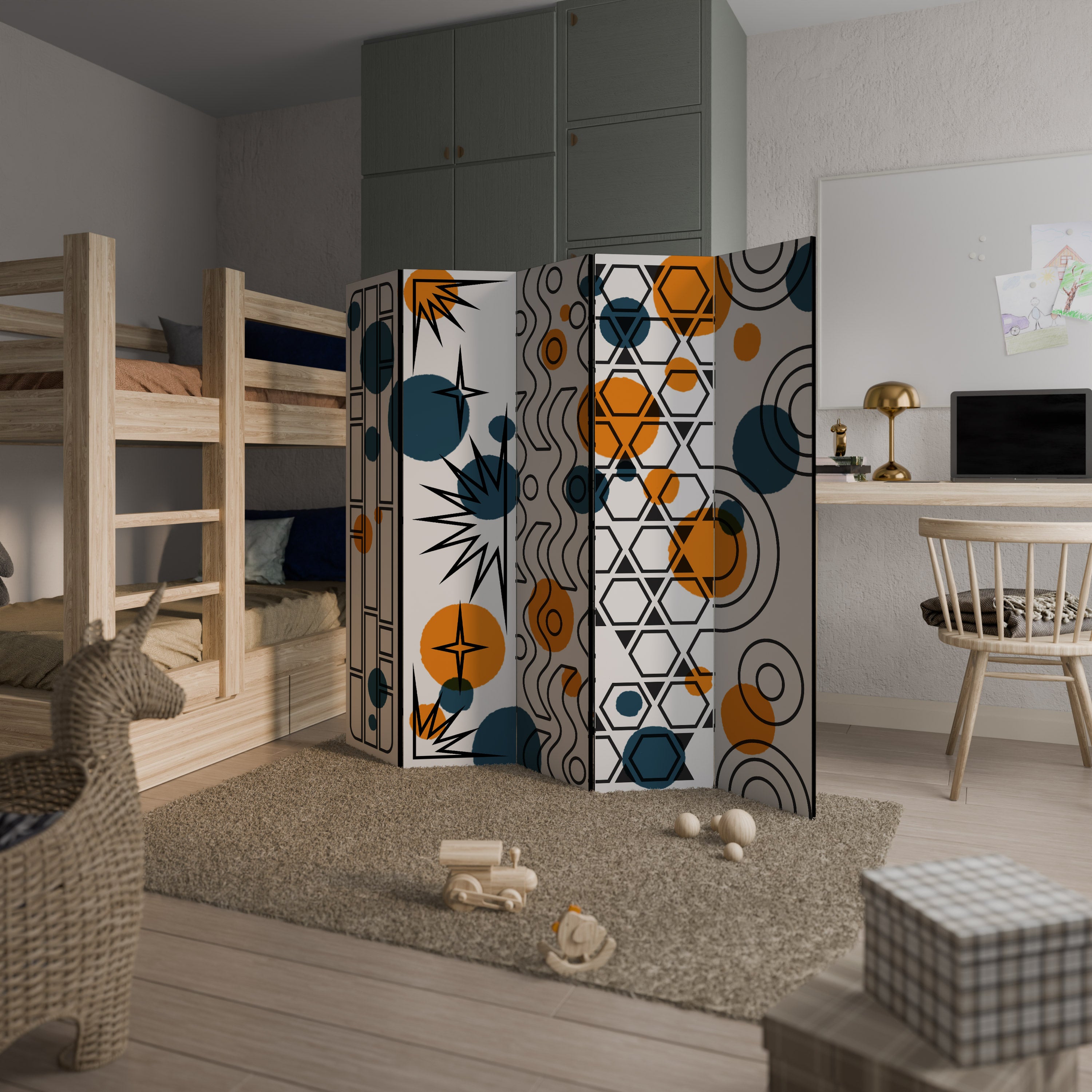 ABSTRACT SYMPHONY FLARE Biombo de 5 paneles