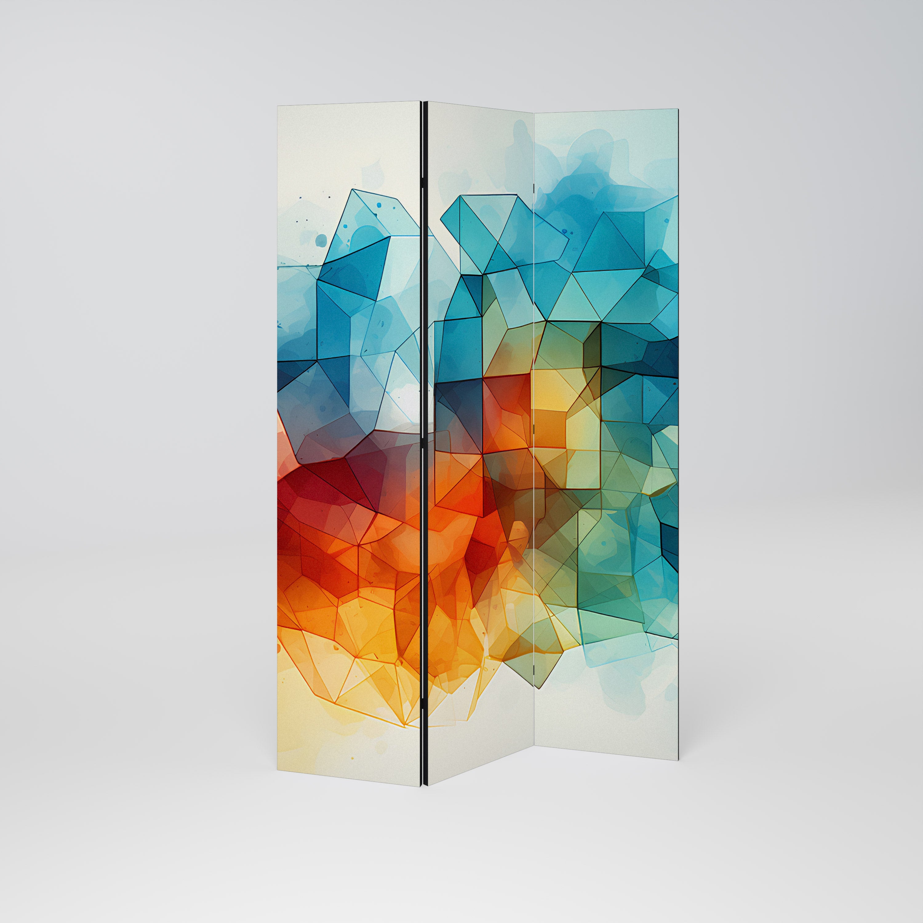 Biombo decorativo de 3 paneles VIBRANT FACETS UNITE