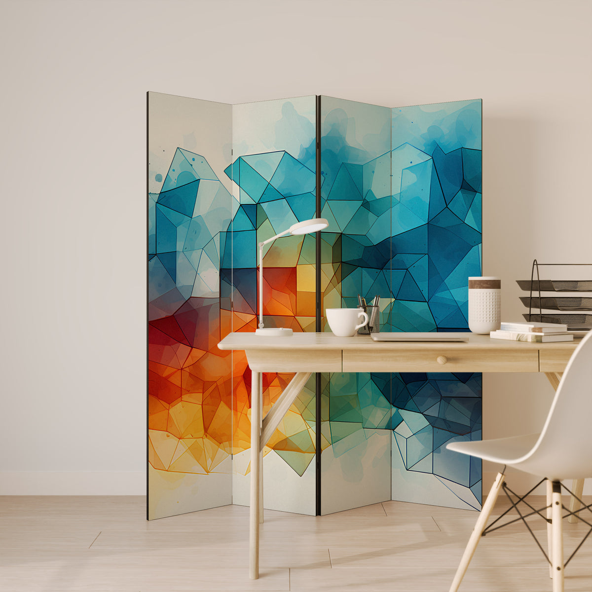 VIBRANT FACETS UNITE Biombo de 4 paneles