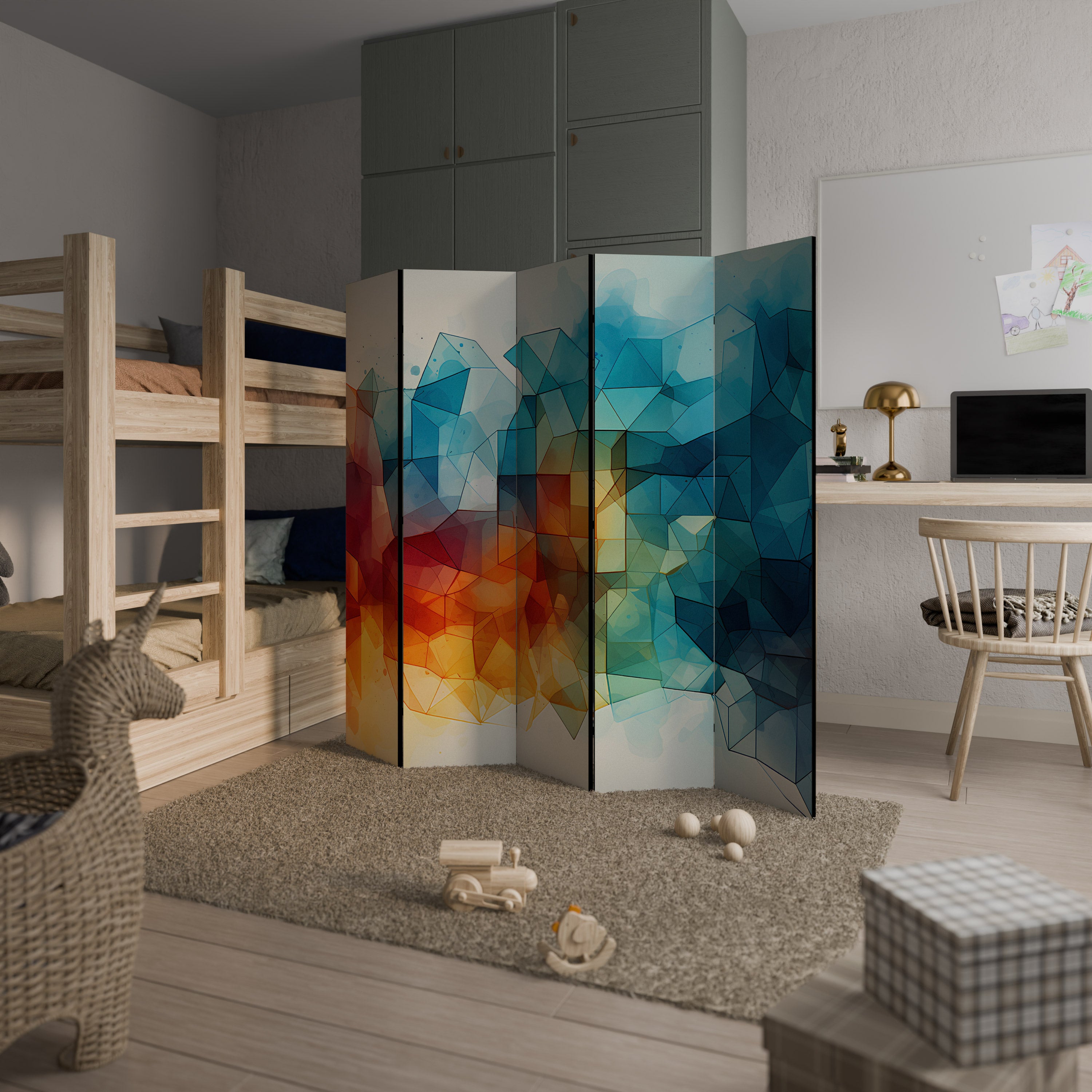 VIBRANT FACETS UNITE 5-Panel Room Divider