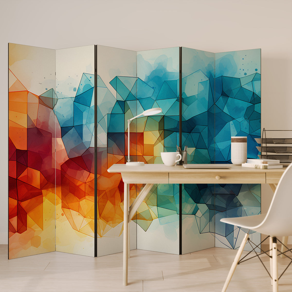 VIBRANT FACETS UNITE Biombo de 6 paneles