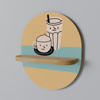 COFFEE PLEASURES Estante Ovalado Decorativo en Efecto Roble