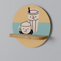 COFFEE PLEASURES Estante Redondo Decorativo en Efecto Roble