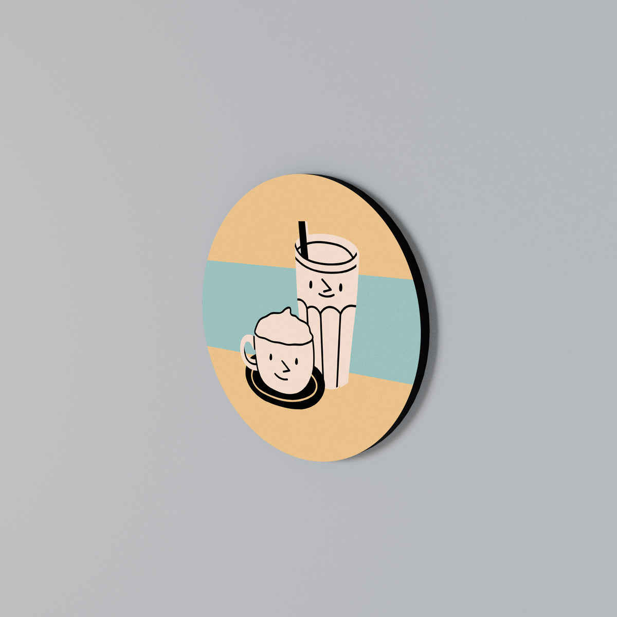 COFFEE PLEASURES Arte de pared redondo
